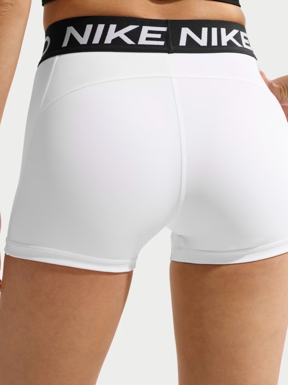 Nike White Compression Shorts with Black NIKE PRO Waistband - Picture 2 of 6